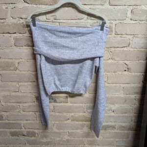 Light Gray Off-Shoulder Sweater